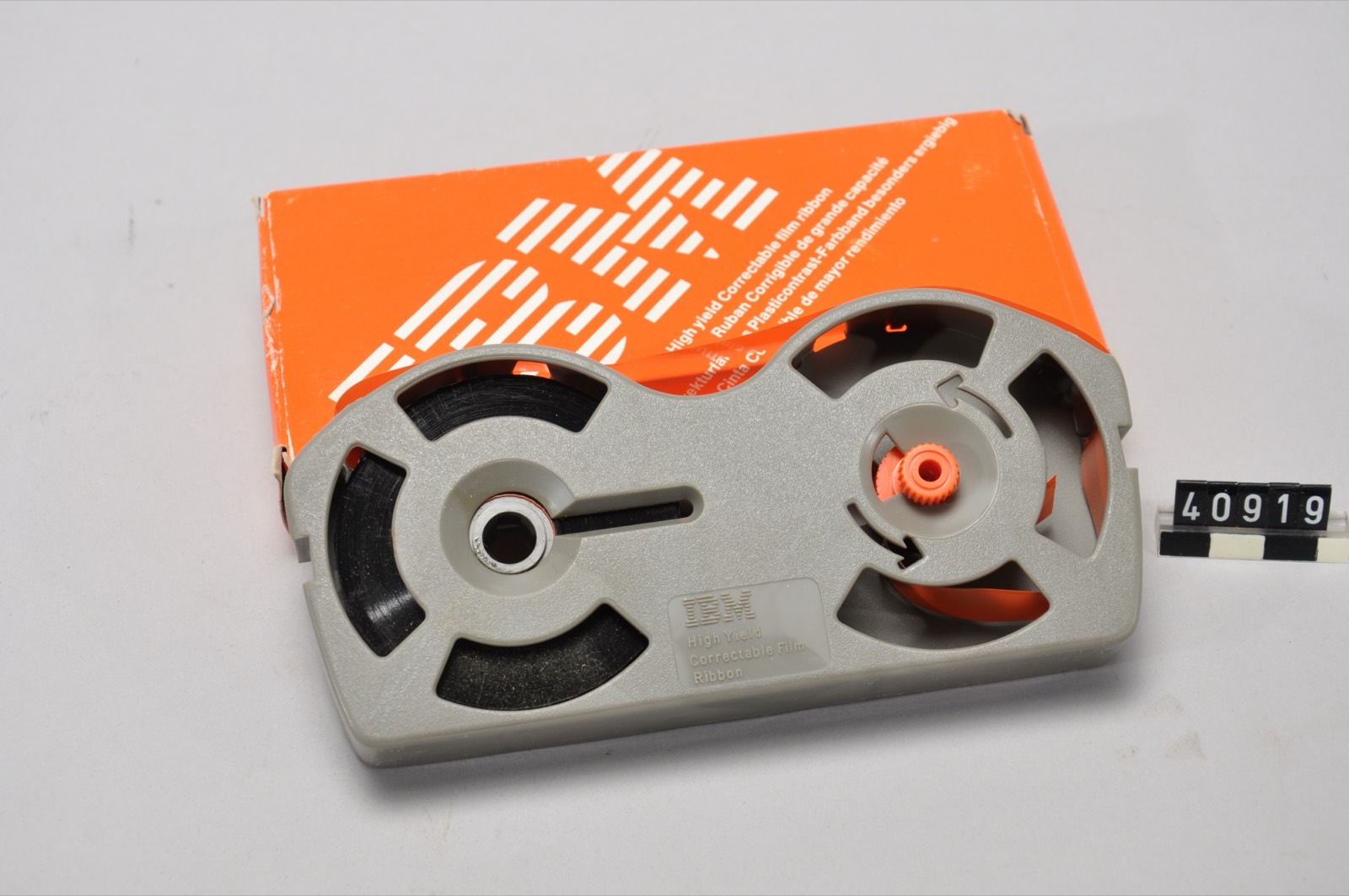 An IBM Correcting Selectric II, with the lift-off correction tape loaded.
