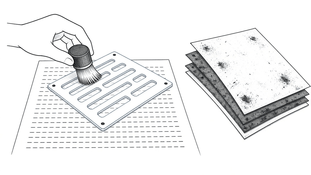 A stencil for un-writing things, and the carbon copies that made every mistake a set.